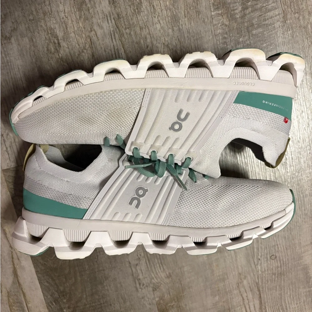 On Running Men’s Cloudswift Running Shoes - White and Green - Picture 1 of 6